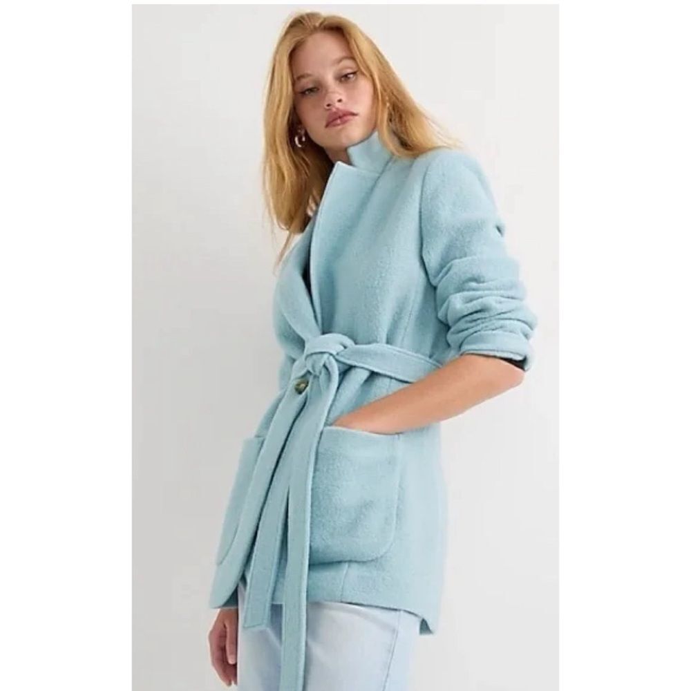 J.Crew Wrap Blazer-Jacket in Dusty
Shale Blue Italian Boiled Wool Size 6 / NWOT